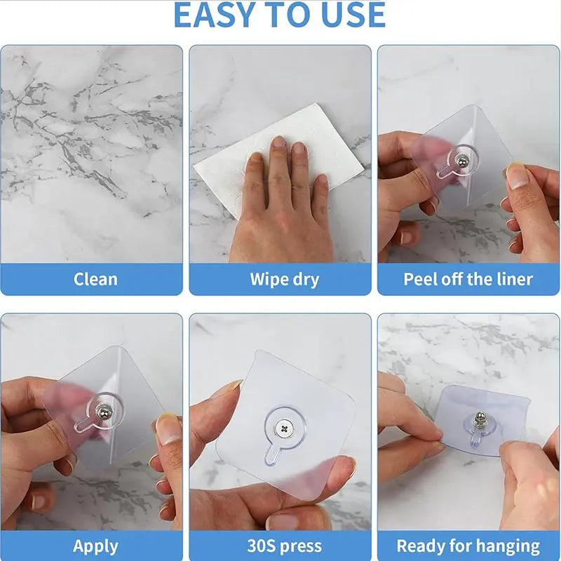 Adhesive Frame Hooks Wall Mount Self-Adhesive Hooks Suitable for Bathroom and Kitchen Decoration