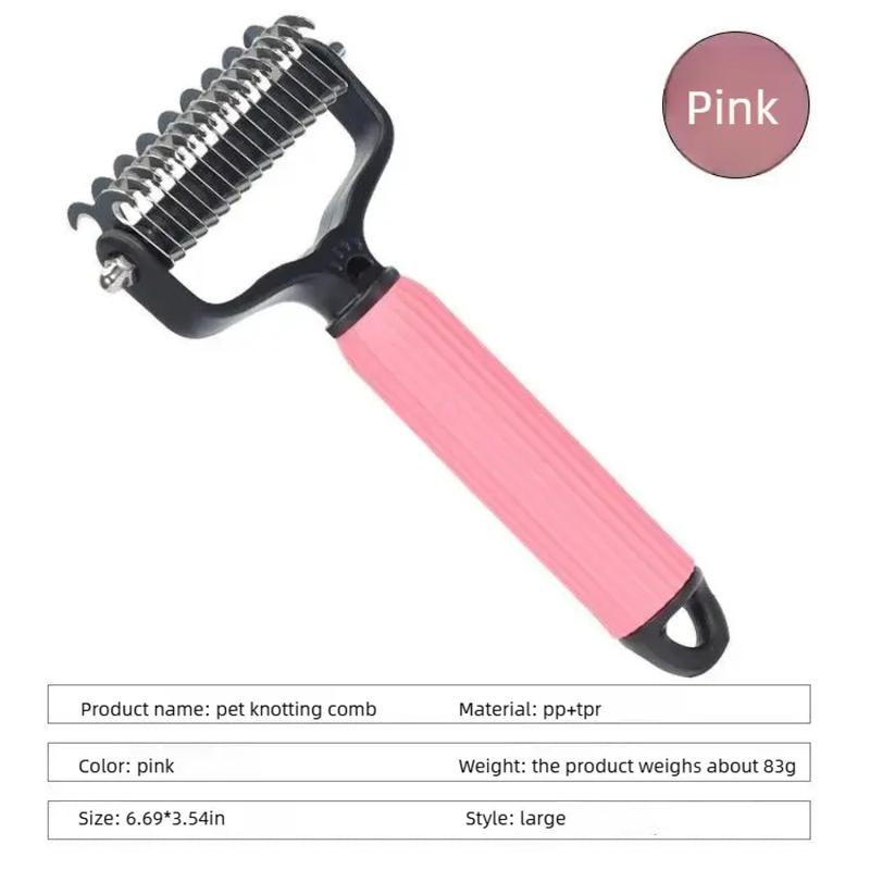 Pet Grooming Tool, Universal Detangling Comb for Dogs, Stainless Steel Double-Sided Design, Effective Shedding Removal & Matted Hair Tamer, Practical Daily Dog Coat Maintenance Supplies