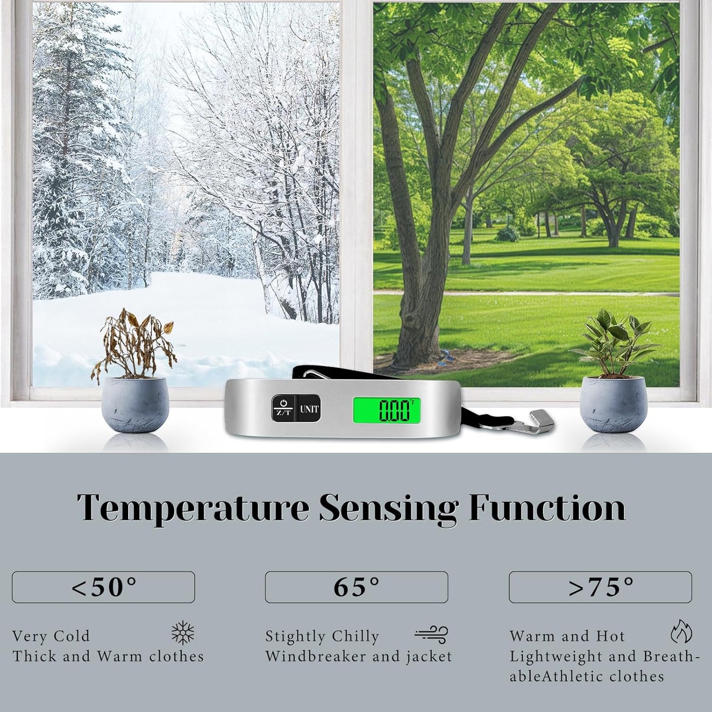 Digital Luggage Scale, 110lbs Hanging Baggage Scale with Backlit LCD Display, Portable Suitcase Weighing Scale, Travel Luggage Weight Scale with Hook, Strong Straps for Travelers