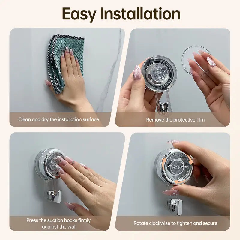 Suction Cup Hooks for Shower,Removable Shower Towel Hooks Suction Hooks No Drill Hook for Glass Door