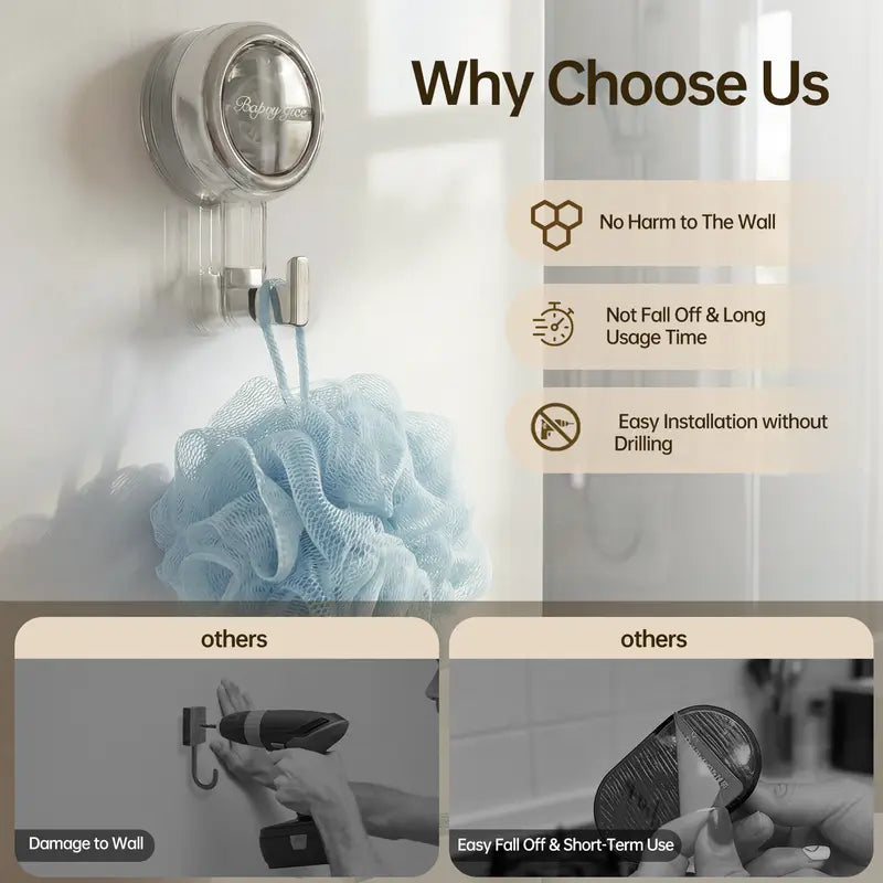 Suction Cup Hooks for Shower,Removable Shower Towel Hooks Suction Hooks No Drill Hook for Glass Door