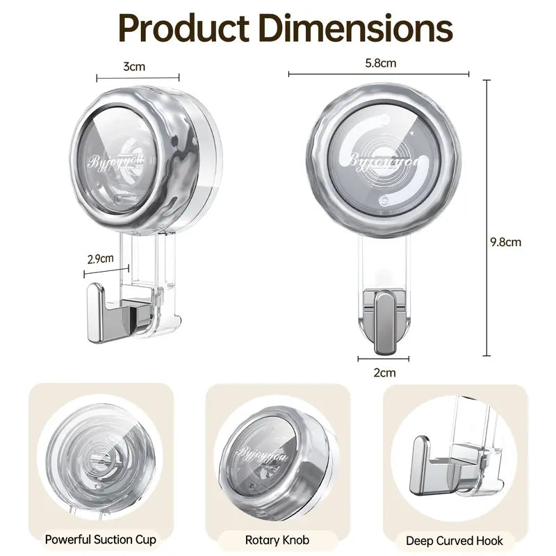 Suction Cup Hooks for Shower,Removable Shower Towel Hooks Suction Hooks No Drill Hook for Glass Door