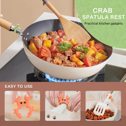 ✨Cute Crab Design Silicone Spatula Holders✨, 2.5in Mini Kitchen Heat-resistant Spatula Rack Spoon Rest Holder Steam Releaser, Cooking Accessory for Home Chefs, Cooking Accessories Gifts