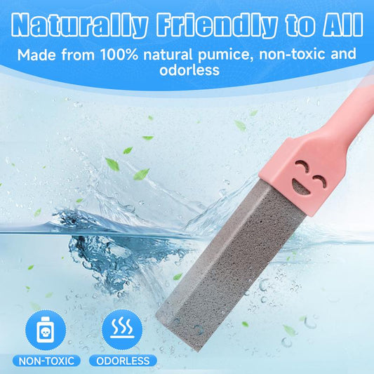 Pumice Stone Toilet Bowl Cleaner with Ergonomic Long Handle | Hard Water Ring & Limescale Stain Remover for Bathroom, Sink, Tile, Bath-tub and BBQ Grill