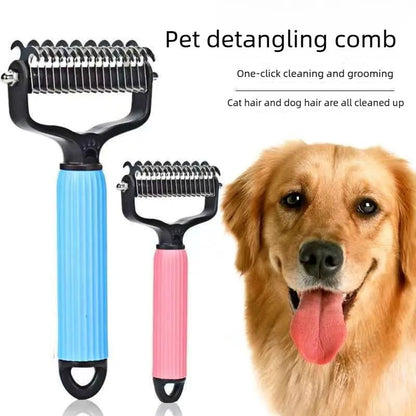 Pet Grooming Tool, Universal Detangling Comb for Dogs, Stainless Steel Double-Sided Design, Effective Shedding Removal & Matted Hair Tamer, Practical Daily Dog Coat Maintenance Supplies