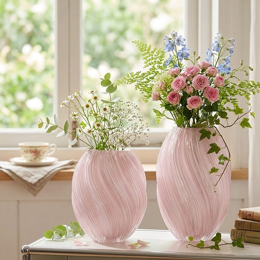 Ribbed Glass Malt Vase