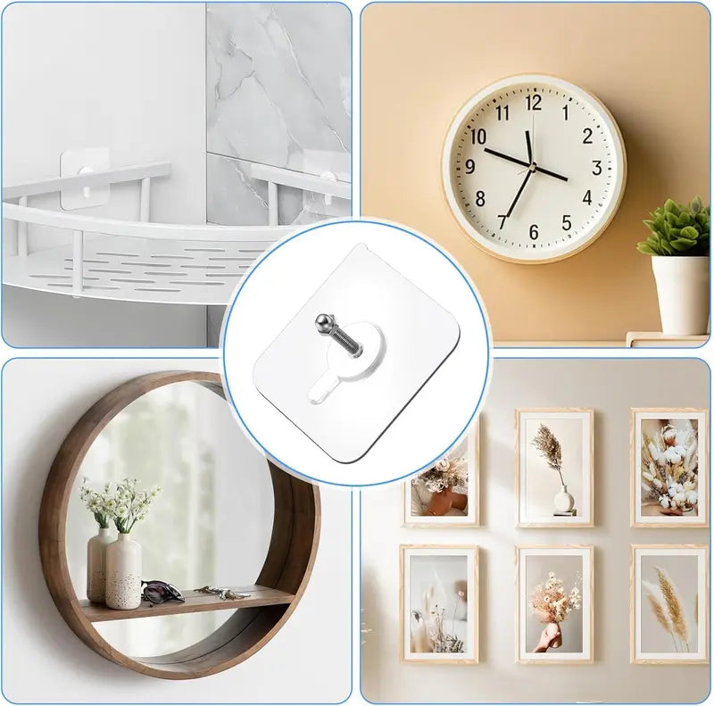 Adhesive Frame Hooks Wall Mount Self-Adhesive Hooks Suitable for Bathroom and Kitchen Decoration