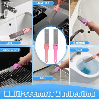 Pumice Stone Toilet Bowl Cleaner with Ergonomic Long Handle | Hard Water Ring & Limescale Stain Remover for Bathroom, Sink, Tile, Bath-tub and BBQ Grill