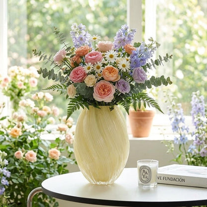 Ribbed Glass Malt Vase