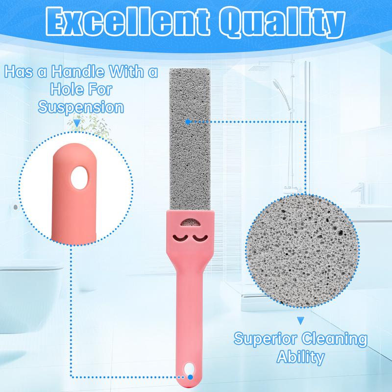 Pumice Stone Toilet Bowl Cleaner with Ergonomic Long Handle | Hard Water Ring & Limescale Stain Remover for Bathroom, Sink, Tile, Bath-tub and BBQ Grill