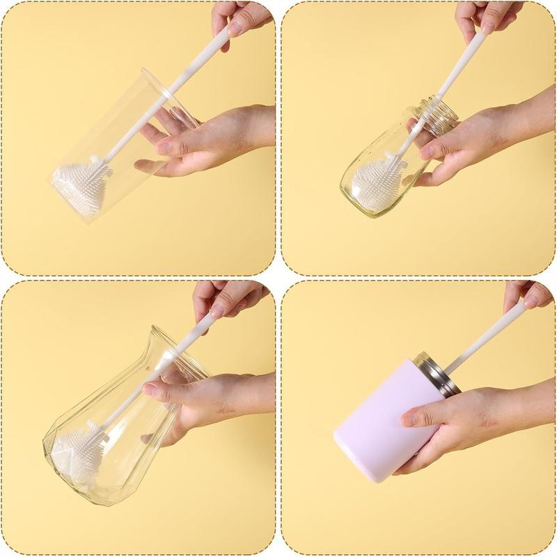 Buy one get one free 360° Silicone Bottle Cleaning Brush with Long Handle – Soft Bristle Cup Cleaner for Baby Bottles, Sports Bottles, Hydro Flasks, Lids, Teapots, Bowls & Narrow Containers Bottlewasher