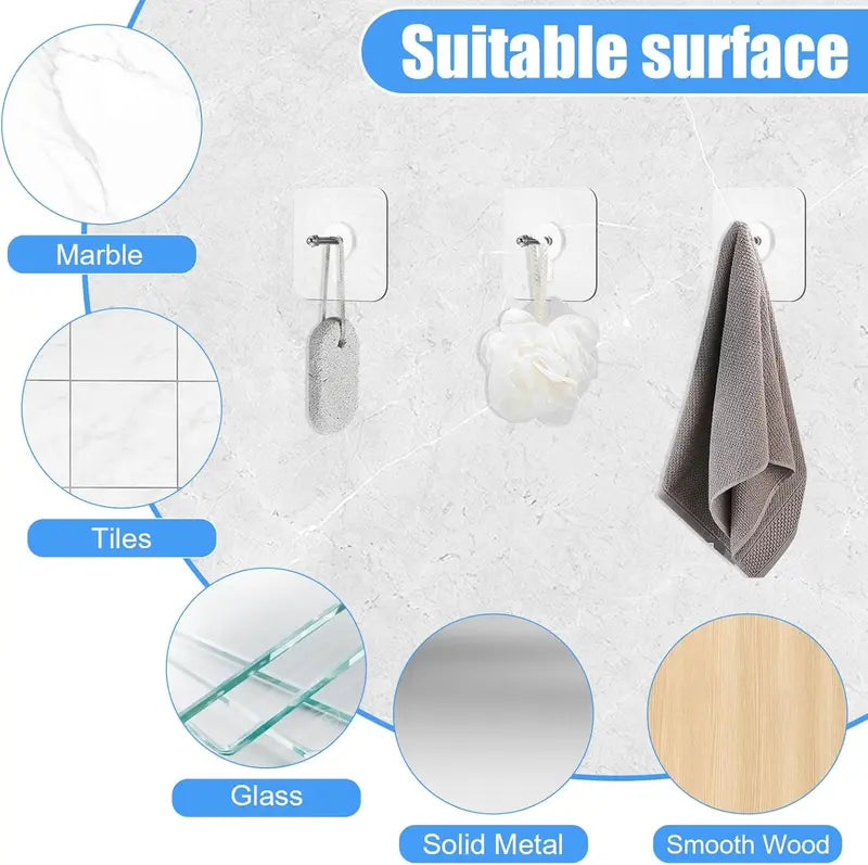 Adhesive Frame Hooks Wall Mount Self-Adhesive Hooks Suitable for Bathroom and Kitchen Decoration