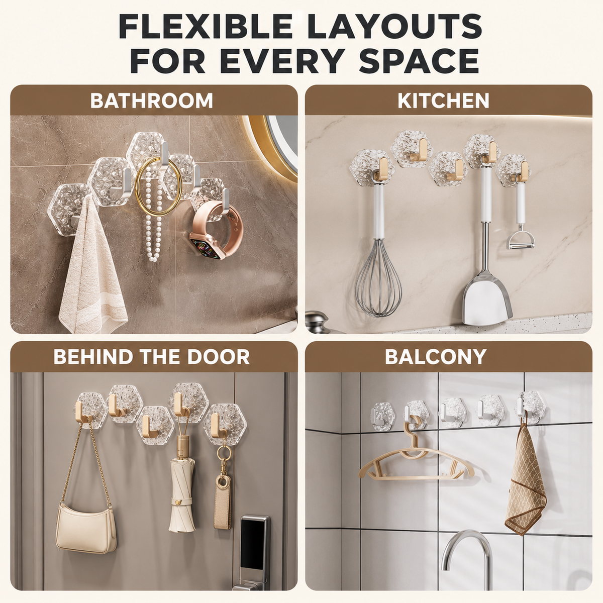 Crystal Damage-Free Adhesive Hooks