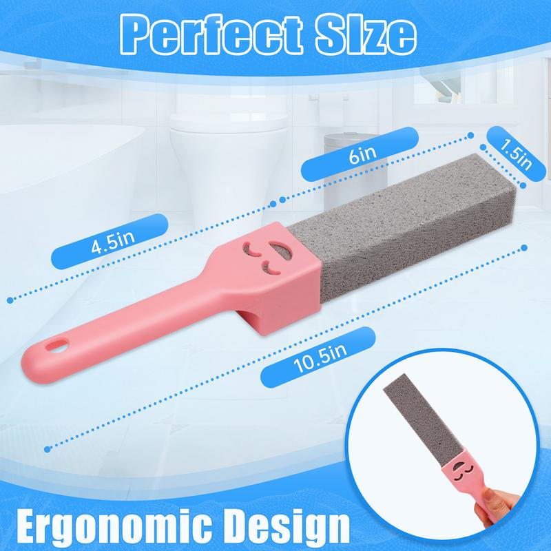 Pumice Stone Toilet Bowl Cleaner with Ergonomic Long Handle | Hard Water Ring & Limescale Stain Remover for Bathroom, Sink, Tile, Bath-tub and BBQ Grill