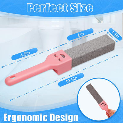 Pumice Stone Toilet Bowl Cleaner with Ergonomic Long Handle | Hard Water Ring & Limescale Stain Remover for Bathroom, Sink, Tile, Bath-tub and BBQ Grill