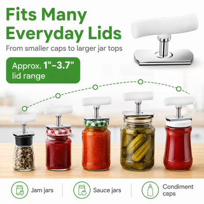 ⚡Adjustable Jar Opener for Seniors with Arthritis – Stainless Steel Easy-Grip Lid Opener for Weak Hands, Fits 1–4 Inch Lids
