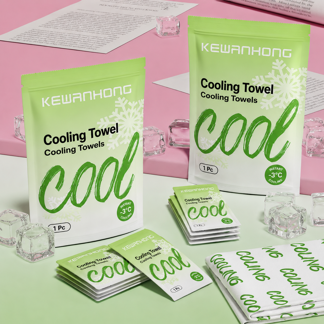Cooling Body Wipes, Individually Wrapped Body Cooling Wipes for Gym, Hot Weather, Travel & Camping, Extra Thick Oversized No-Rinse Shower Wipes, Mint Chill Scent