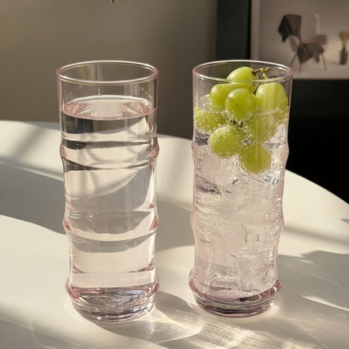 Pink Bamboo-Joint Aesthetic Glass Cup