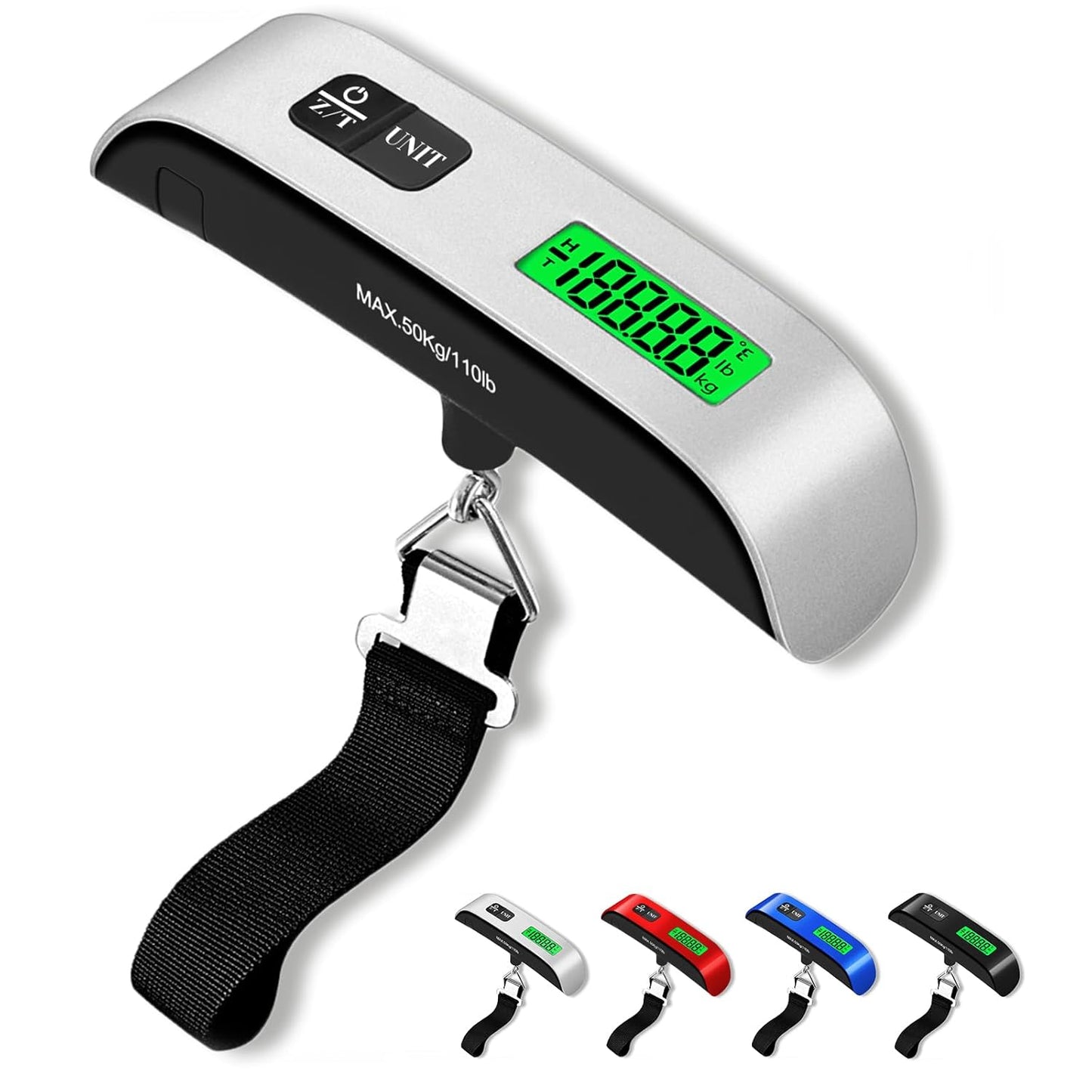 Digital Luggage Scale, 110lbs Hanging Baggage Scale with Backlit LCD Display, Portable Suitcase Weighing Scale, Travel Luggage Weight Scale with Hook, Strong Straps for Travelers