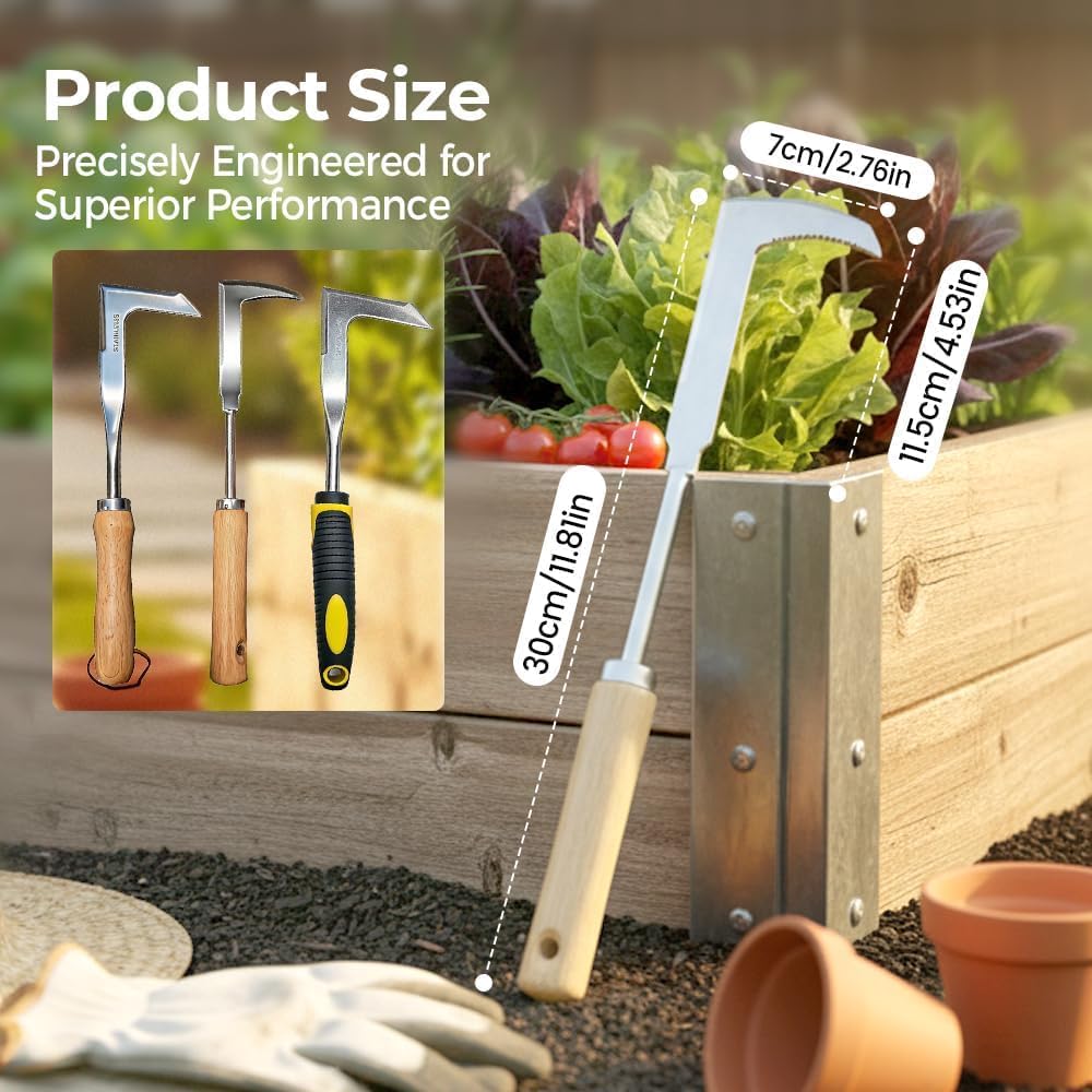 Crack Weeder Crevice Weeding Tool Stainless Steel Manual Weeder Beech Handle Gardening Tool