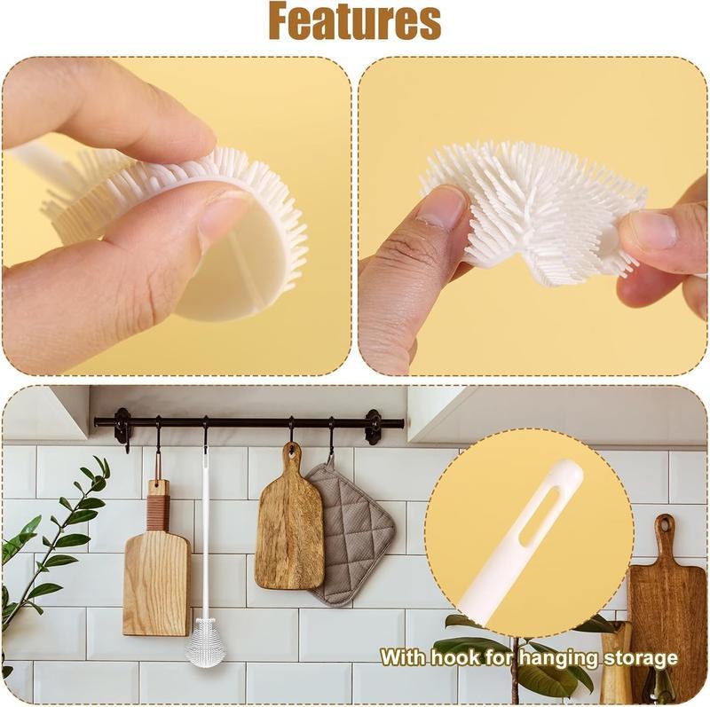 Buy one get one free 360° Silicone Bottle Cleaning Brush with Long Handle – Soft Bristle Cup Cleaner for Baby Bottles, Sports Bottles, Hydro Flasks, Lids, Teapots, Bowls & Narrow Containers Bottlewasher