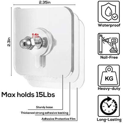 Adhesive Frame Hooks Wall Mount Self-Adhesive Hooks Suitable for Bathroom and Kitchen Decoration