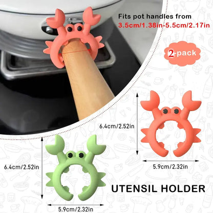 ✨Cute Crab Design Silicone Spatula Holders✨, 2.5in Mini Kitchen Heat-resistant Spatula Rack Spoon Rest Holder Steam Releaser, Cooking Accessory for Home Chefs, Cooking Accessories Gifts