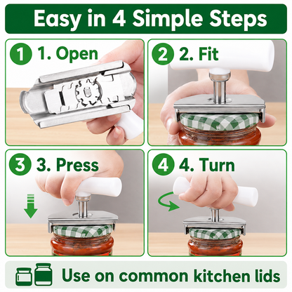 ⚡Adjustable Jar Opener for Seniors with Arthritis – Stainless Steel Easy-Grip Lid Opener for Weak Hands, Fits 1–4 Inch Lids