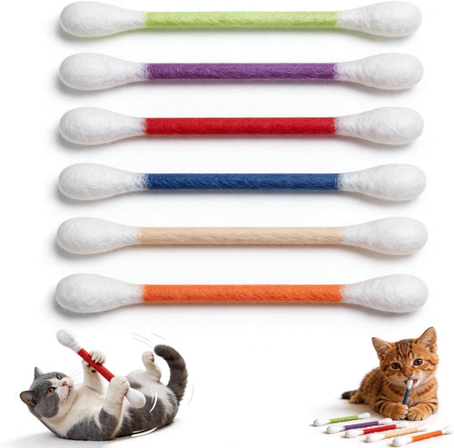 Swabs Cat Toys with Catnip, Giant Qtip Chew Sticks & Teething Ropes for Boredom Relief, Durable Interactive Felt Kitty Kicker Toy for Exercise.