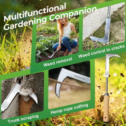 Crack Weeder Crevice Weeding Tool Stainless Steel Manual Weeder Beech Handle Gardening Tool
