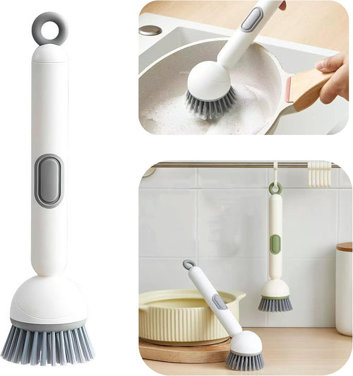 Dish Brush -6-in-1 Dish Brush with Detergent Dispenser - Adjustable Angle & Rotating Scrub Brush for Pots, Pans, Dishes & Utensils | Kitchen Cleaning Brush with Wall Mount for Sink, Stove & Cookware