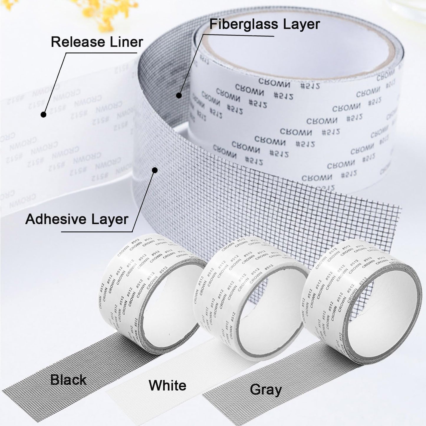 Grey Window Screen Repair Tape, 2IN X 30FT (360IN) Screen Repair Kit for Windows or Doors, Strong Adhesive Patch Kit Fiberglass Mesh Tape
