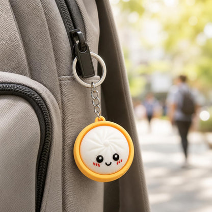 Cute Dumpling Pressable Squishies Fidget Keychain - PVC Food-Shaped Bag Charm, Wear-Resistant Fidget Toy, Mini Unique Gift for Kids, Party Bags & Gifts Supplies, Bag Charms,sohochic