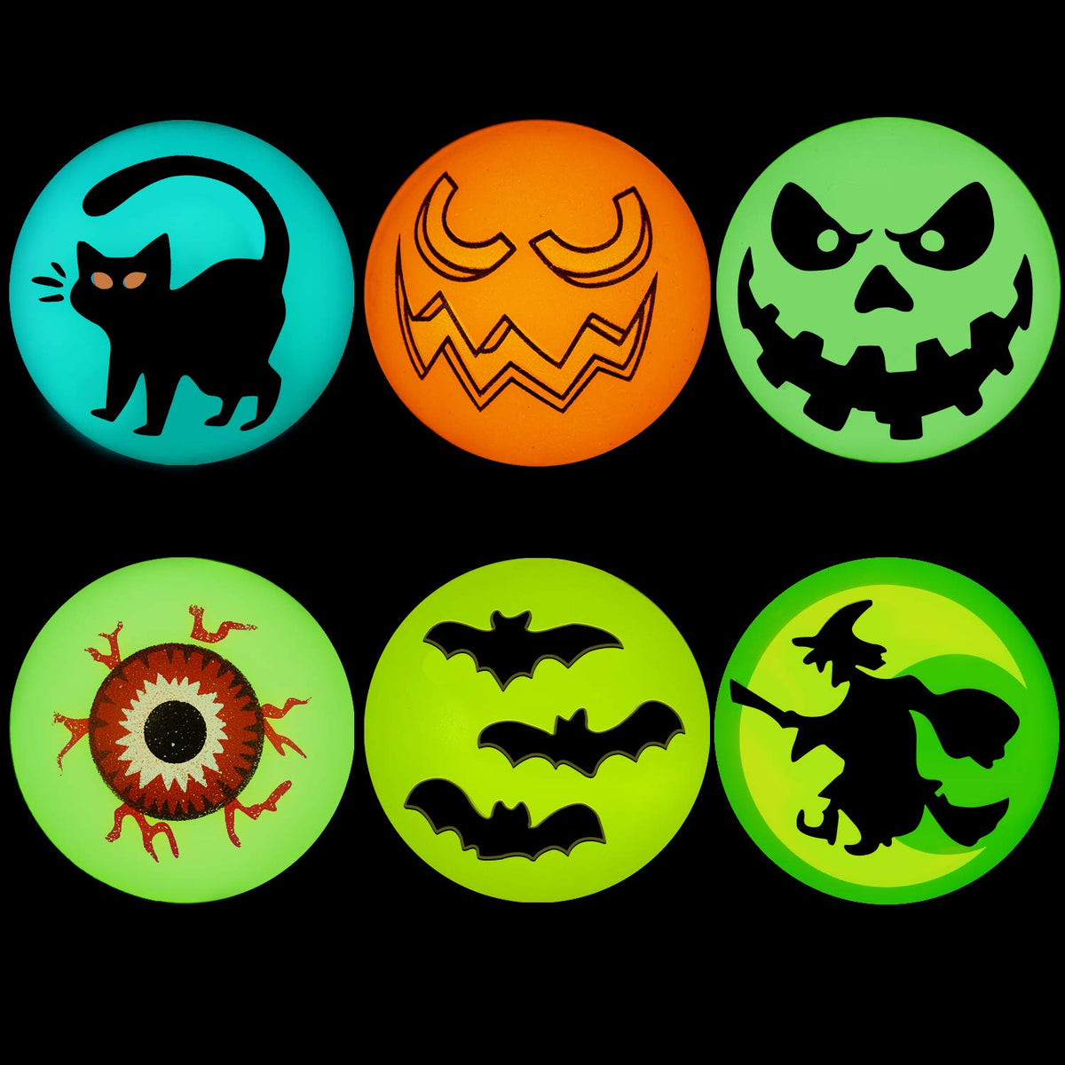 12 Pack Halloween Theme Designs Bouncing Balls, Glow in The Dark Bouncy Party Favors Supplies for Kids, Trick or Treating Goodie