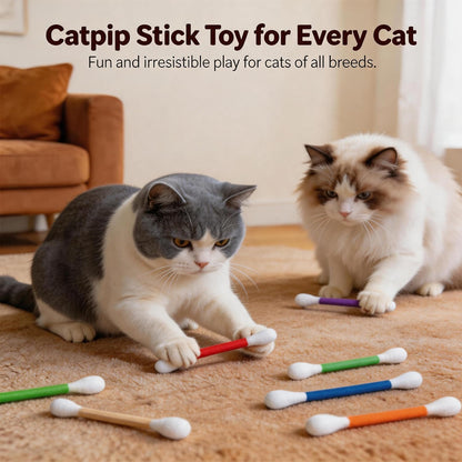 Swabs Cat Toys with Catnip, Giant Qtip Chew Sticks & Teething Ropes for Boredom Relief, Durable Interactive Felt Kitty Kicker Toy for Exercise.