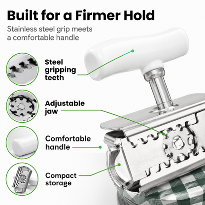 ⚡Adjustable Jar Opener for Seniors with Arthritis – Stainless Steel Easy-Grip Lid Opener for Weak Hands, Fits 1–4 Inch Lids