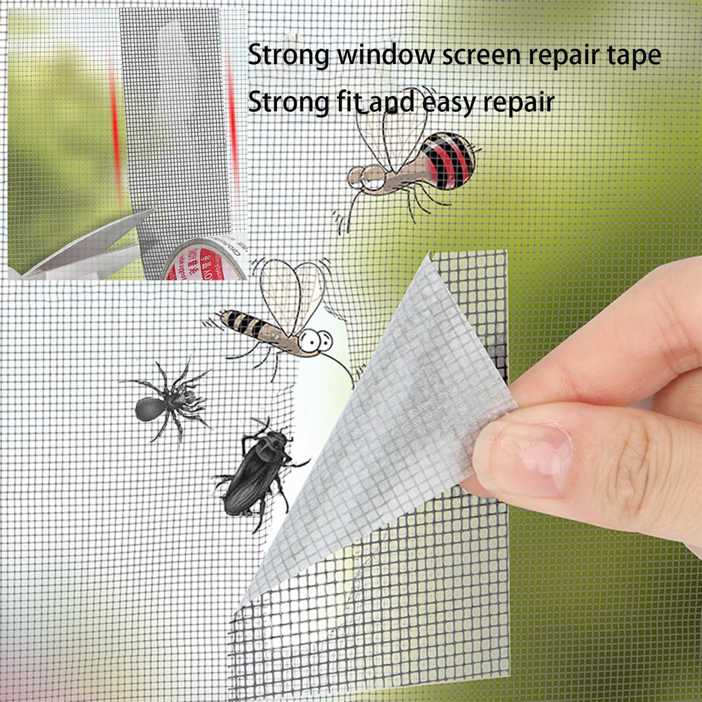 Grey Window Screen Repair Tape, 2IN X 30FT (360IN) Screen Repair Kit for Windows or Doors, Strong Adhesive Patch Kit Fiberglass Mesh Tape