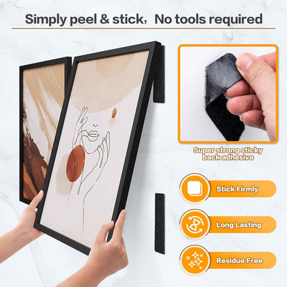1x5 Inch Hook and Loop Strips, Nylon Self Adhesive Tape, Double Sided Strong Back Adhesive Tape and Dots for Office, Home and Crafting, Heavy Duty, Black