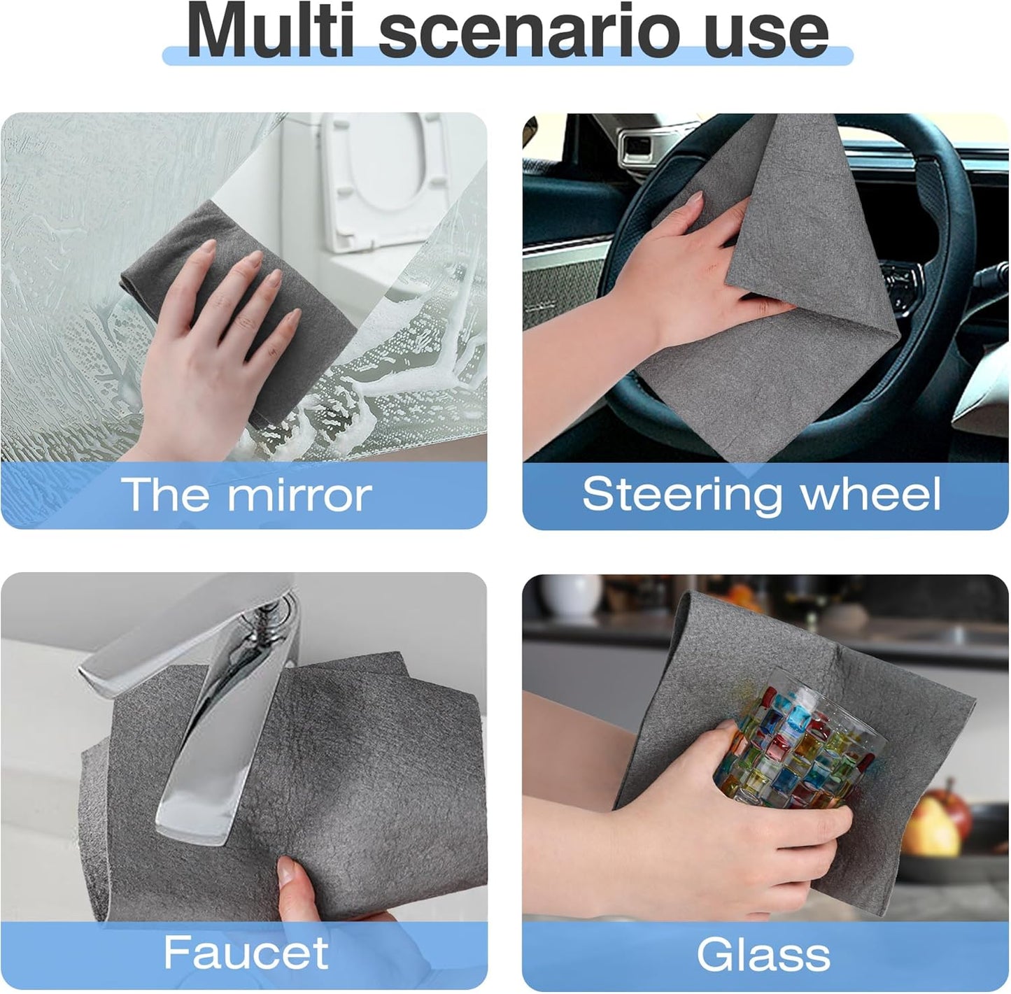 Thickened Magic Cleaning Cloth, Microfiber Streak Free Cloth, Reuseable Magic Fiber Towels Rags, Cleaning cloths with multipurpose use, miracle cloths for glass, kitchen and vehicle windows.