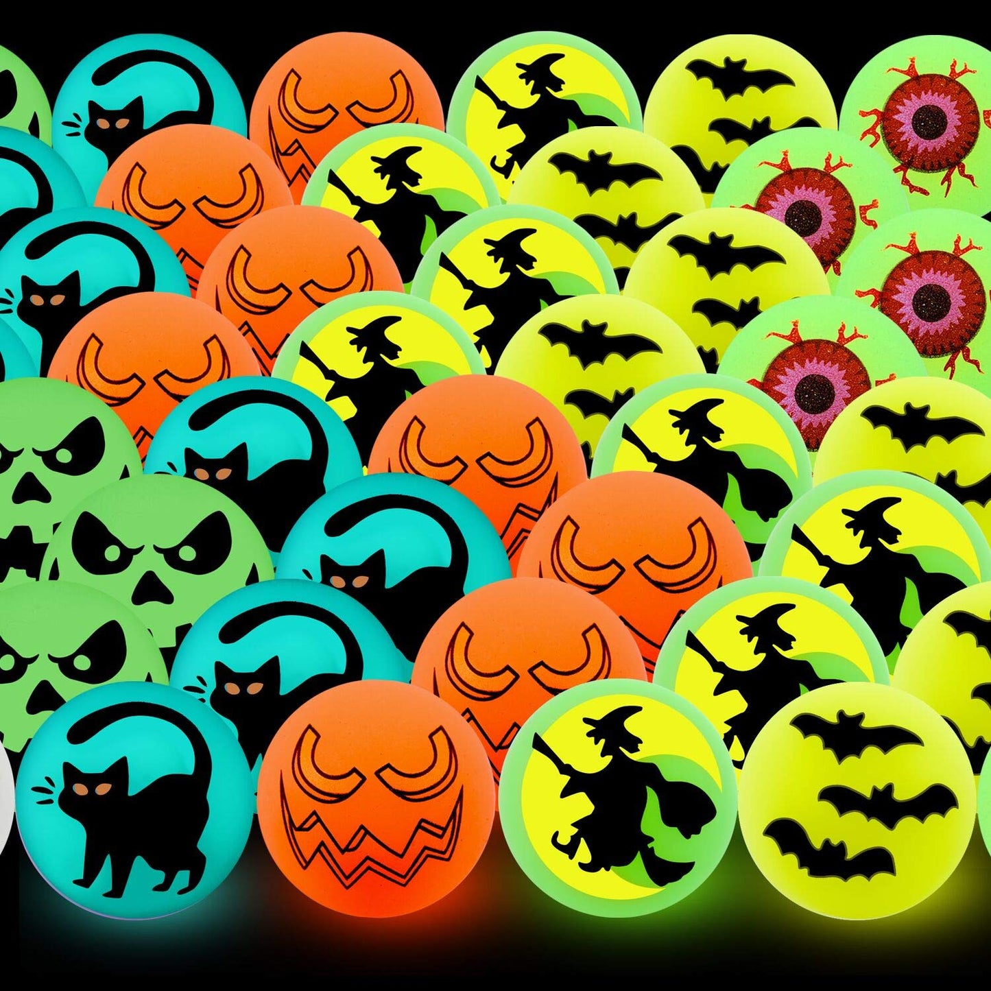 12 Pack Halloween Theme Designs Bouncing Balls, Glow in The Dark Bouncy Party Favors Supplies for Kids, Trick or Treating Goodie