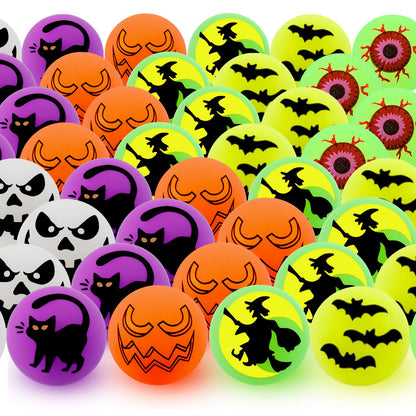 12 Pack Halloween Theme Designs Bouncing Balls, Glow in The Dark Bouncy Party Favors Supplies for Kids, Trick or Treating Goodie