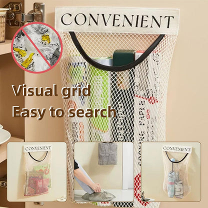 Grocery Garbage Bag Holder Trash Bag Dispenser Sticky Wall Mounted Mesh Convenient Storage for Home Kitchen Shopping Garbage Bags Reusable Product Tote Bags,Reusable Hanging Organizer for Socks, Underwear & Closet Sundries