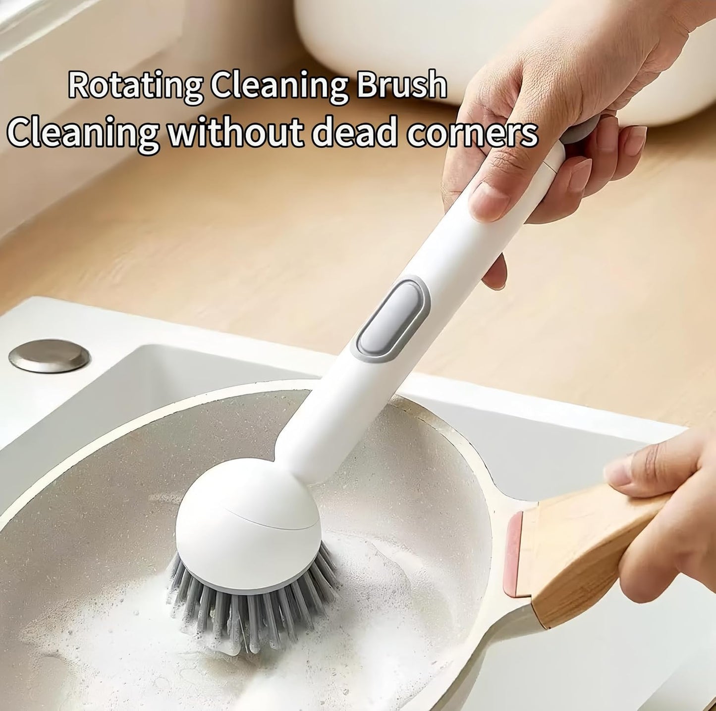 Dish Brush -6-in-1 Dish Brush with Detergent Dispenser - Adjustable Angle & Rotating Scrub Brush for Pots, Pans, Dishes & Utensils | Kitchen Cleaning Brush with Wall Mount for Sink, Stove & Cookware