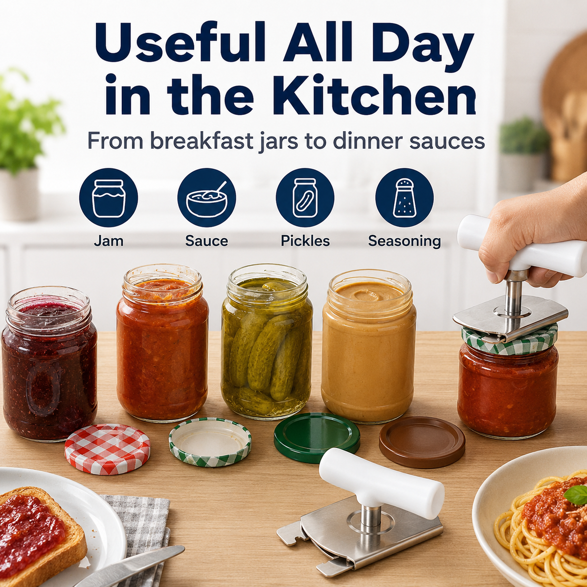 ⚡Adjustable Jar Opener for Seniors with Arthritis – Stainless Steel Easy-Grip Lid Opener for Weak Hands, Fits 1–4 Inch Lids