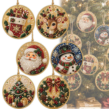 Christmas DIY Diamond Painting Ornaments Kit, Xmas Tree Hanging Pendant, Handmade Craft Decoration Gift for Holiday Home Party
