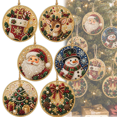 Christmas DIY Diamond Painting Ornaments Kit, Xmas Tree Hanging Pendant, Handmade Craft Decoration Gift for Holiday Home Party