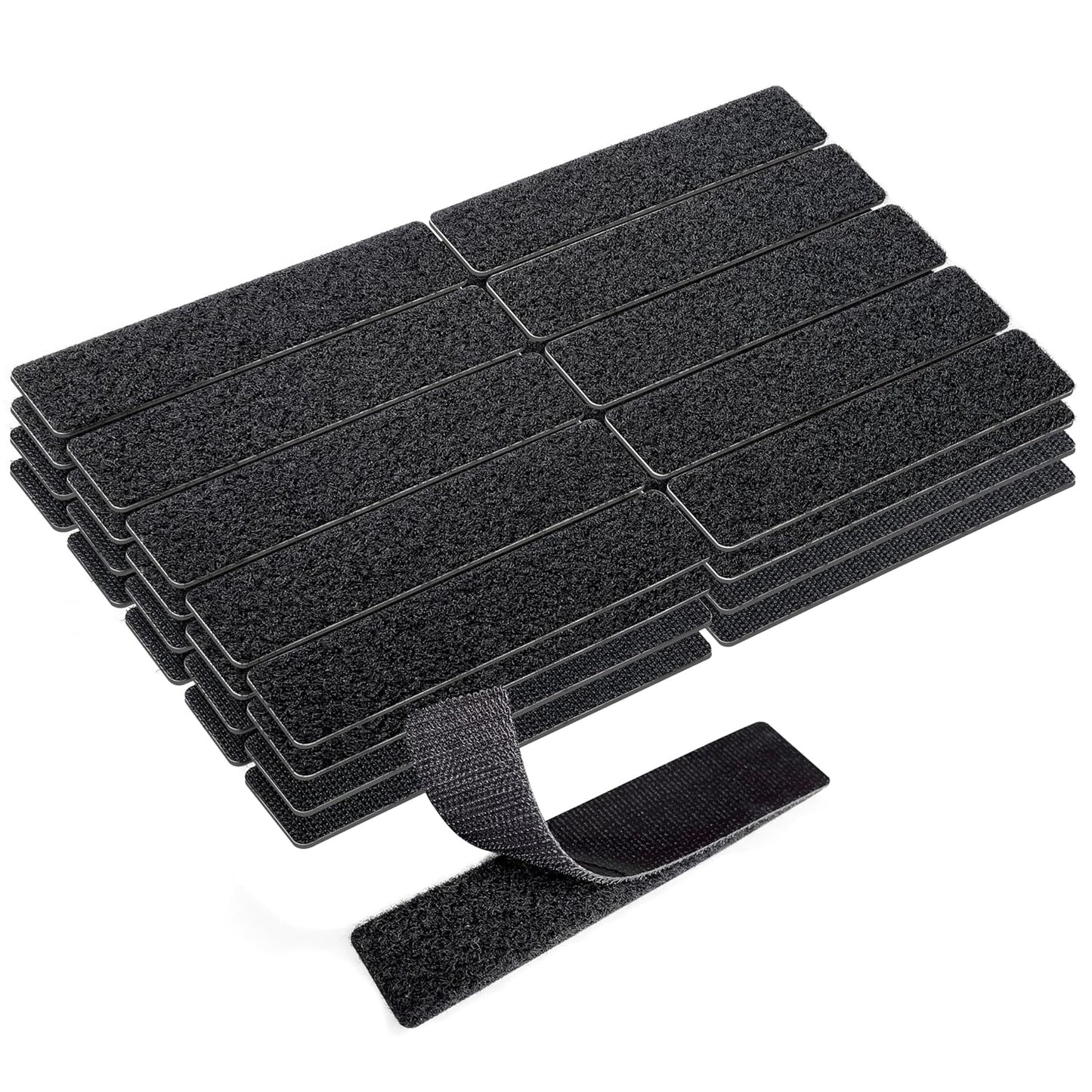 1x5 Inch Hook and Loop Strips, Nylon Self Adhesive Tape, Double Sided Strong Back Adhesive Tape and Dots for Office, Home and Crafting, Heavy Duty, Black