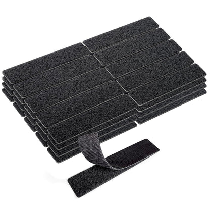 1x5 Inch Hook and Loop Strips, Nylon Self Adhesive Tape, Double Sided Strong Back Adhesive Tape and Dots for Office, Home and Crafting, Heavy Duty, Black