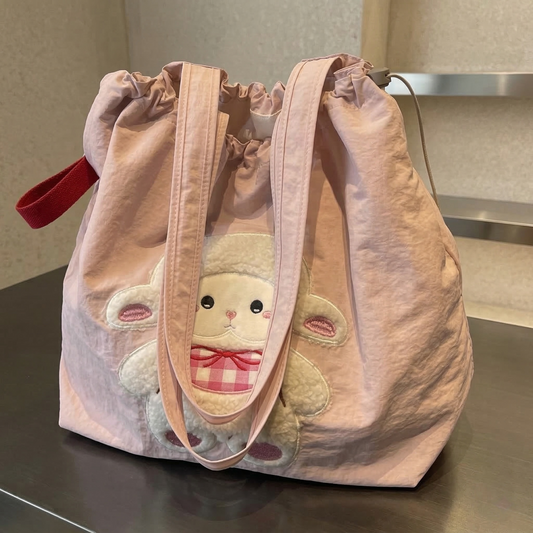 Cute Animal Embroidery Large Capacity Tote