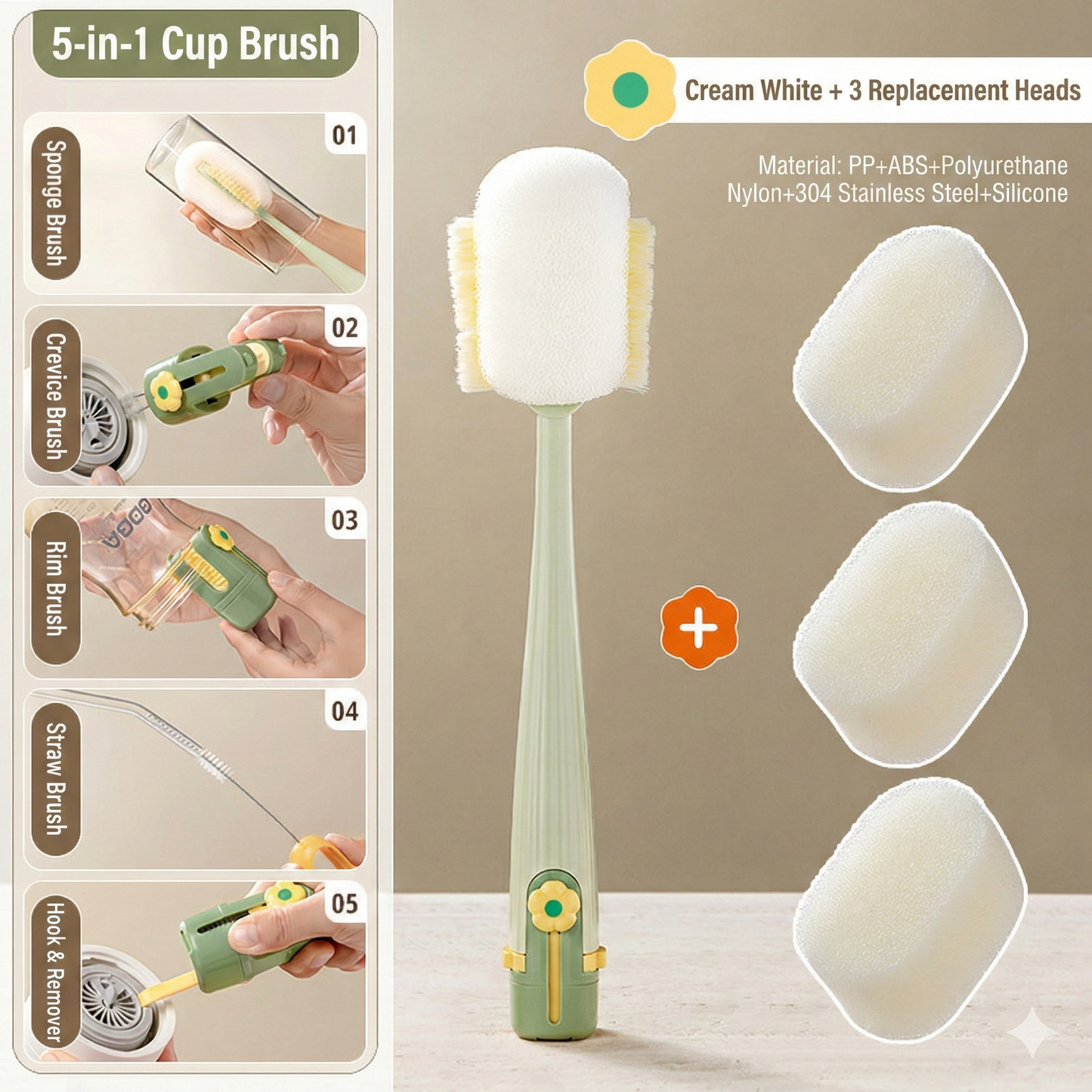 5-in-1 Bottle & Straw Cleaning Brush